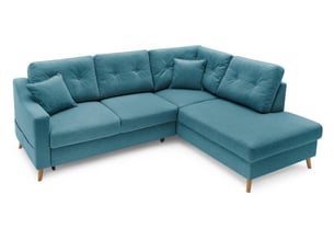Canapé d'angle droit convertible BOBOCHIC SWEDEN 5 places Tissu Bleu foncé