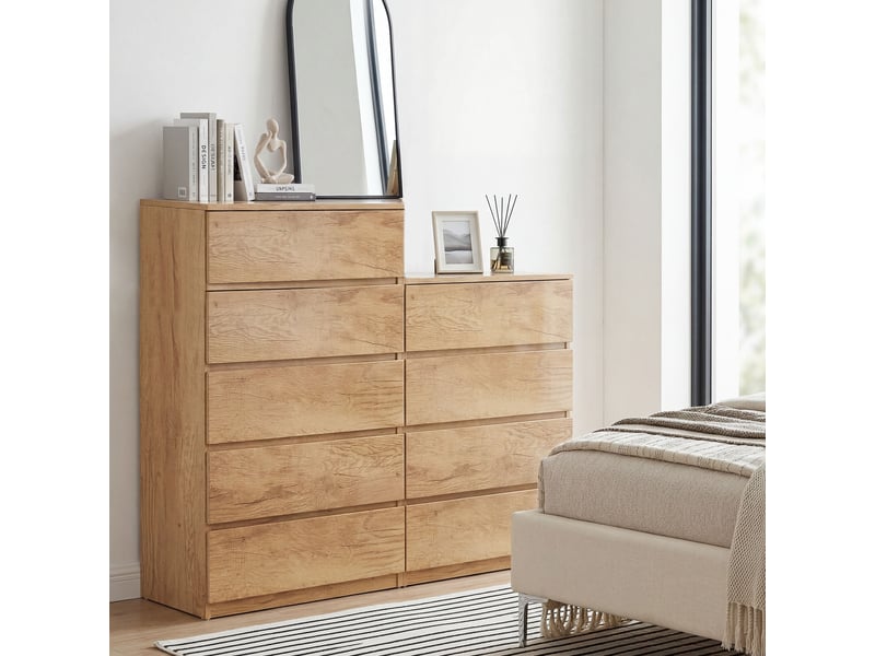  Commode 4 tiroirs meuble de rangement sans poignées design minimaliste naturel 60 x 40 x 80 cm  - Conforama D