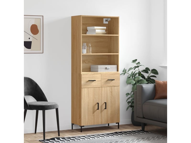  Buffet haut - bahut - meuble de rangement chêne sonoma 69,5x34x180 cm bois d'ingénierie  - Conforama B