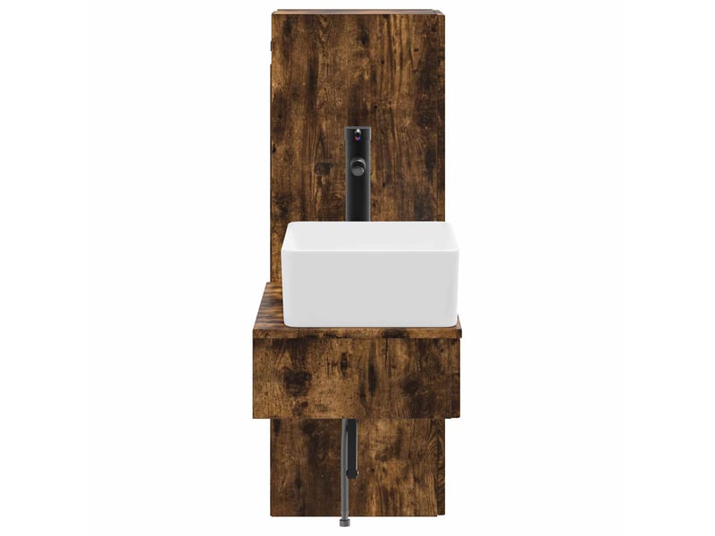 Ensemble de mobilier de salle de bain 2 pcs chêne fumé shl2730 - Conforama D