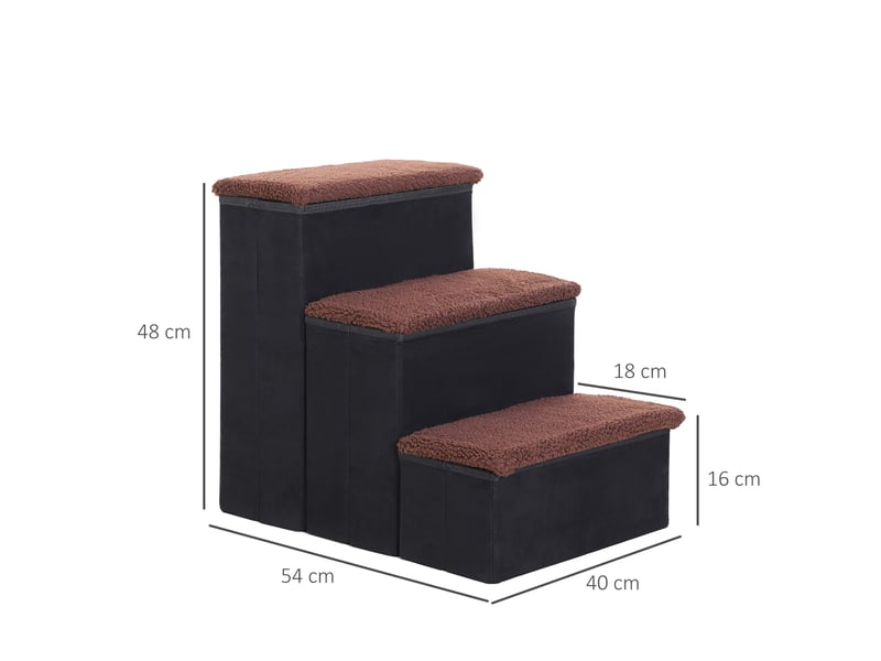  Escalier pliable 40x54x48 cm – noir – 3 marches avec rangement intérieur et housse amovible  - Conforama C