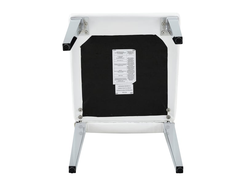  Lot de 4 chaises de salle à manger 89 cm, chaise cuisine, confort, dossier à piqûres losanges, pu blanc, métallique argenté  - Conforama E