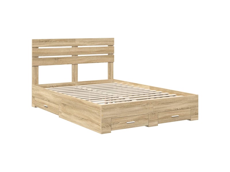 Lit double- lit adulte - cadre de lit chêne sonoma 150 x 200 cm bois d'ingénierie - Conforama C