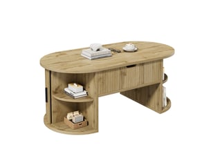 Table basse ovale coloris bois clair ULQENI - 50 cmx100 cm