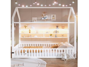 Lit cabane 90x200 cm <strong>MAISENTIEL</strong>  <strong></strong> coloris blanc