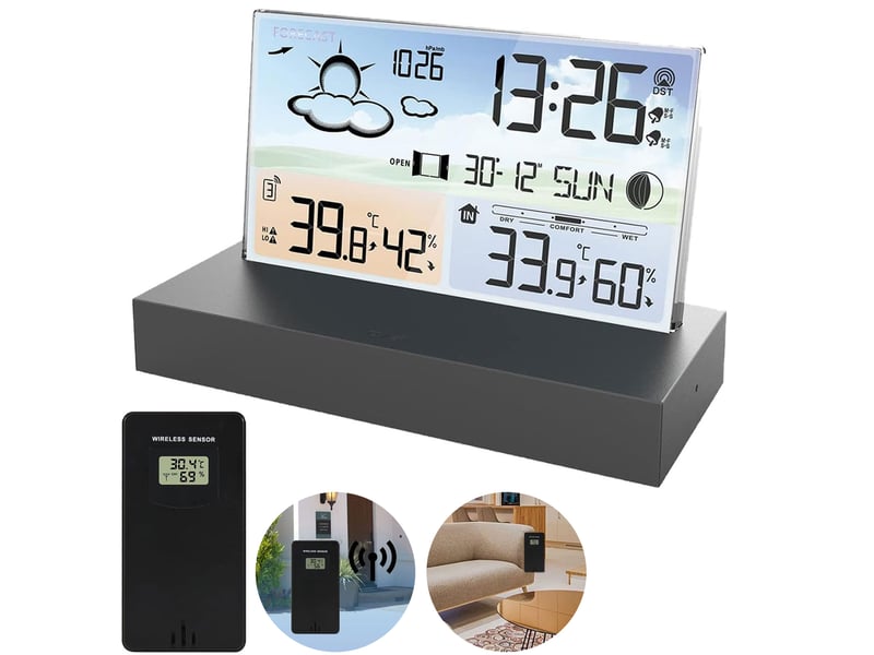  Station météo numérique avec prévisions météorologiques, thermomètre, hygromètre et réveil multifonction chicfurn  - Conforama R