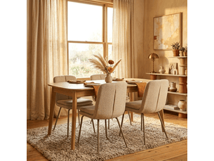 Lot de 4 chaises en tissu et pieds en métal beige h85 cm - lysa