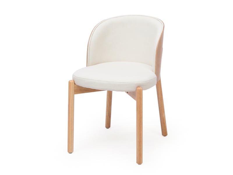  Lot de 4 chaises de salle à manger 57x49x74 cm, dossier en placage de frêne, pour salle à manger, lin, bois naturel  - Conforama A