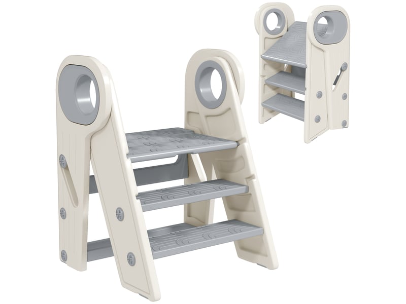  Marche pied pour enfant 3 marches, marchepied de cuisine pour enfant, pliable, gris, hauteur ajustable de 2 à 3 marches  - Conforama B
