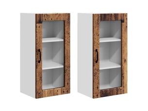 Cabinet en verre mural 2 pcs bois ancien bois d'ingénierie shl1319