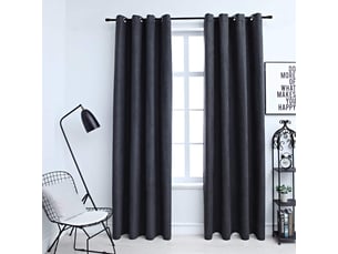 Lot de 2 rideaux occultants, rideaux black-out avec anneaux métal anthracite 140x225cm cf44857