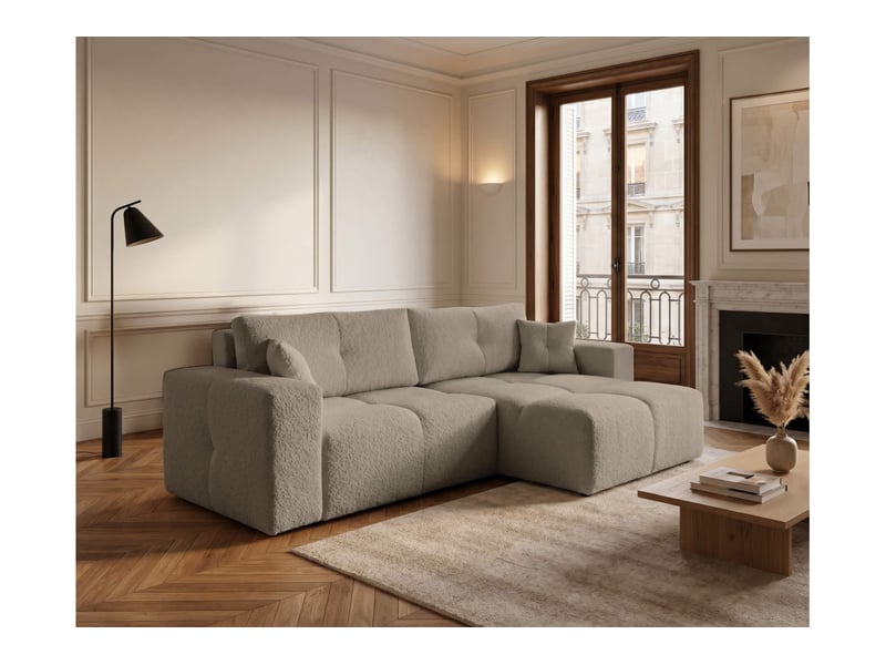  Celine - canapé d'angle convertible et réversible 4 places en bouclette  - Conforama B