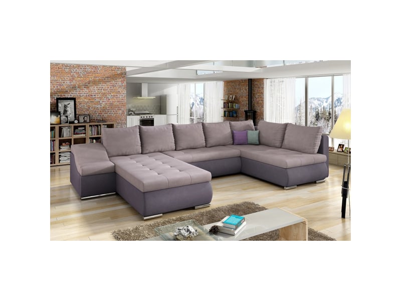  Canapé panoramique gyovani rose et violet angle gauche convertible mousse t30  - Conforama A