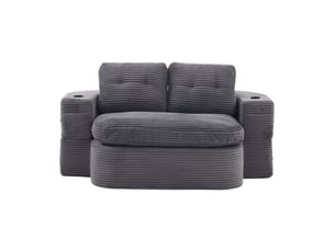 Canapé droit compressé convertible OKWISH  2 places Velours côtelé gris foncé
