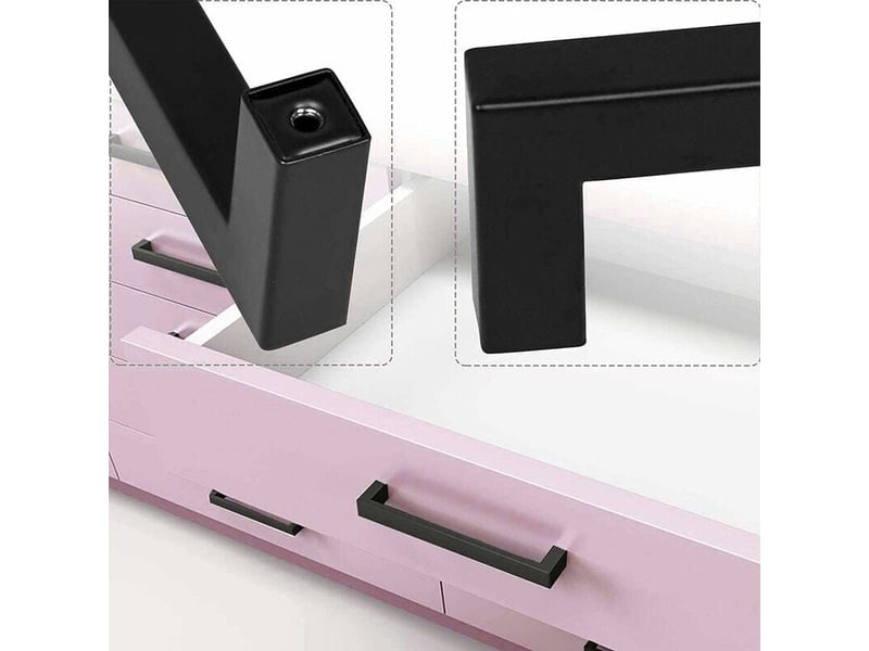  Jeu de 6 poignées de cuisine noires, poignées de meubles carrées en acier inoxydable de 224 mm, pour bureaux, tiroirs, armoires et placards.  - Conforama E