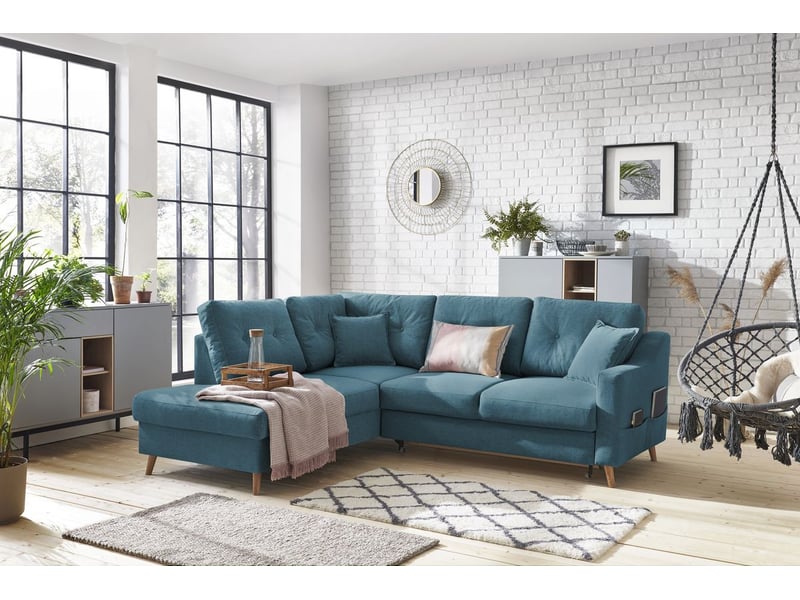  Bobochic canapé d'angle l convertible sweden bleu foncé  angle gauche SWEDEN - Conforama B