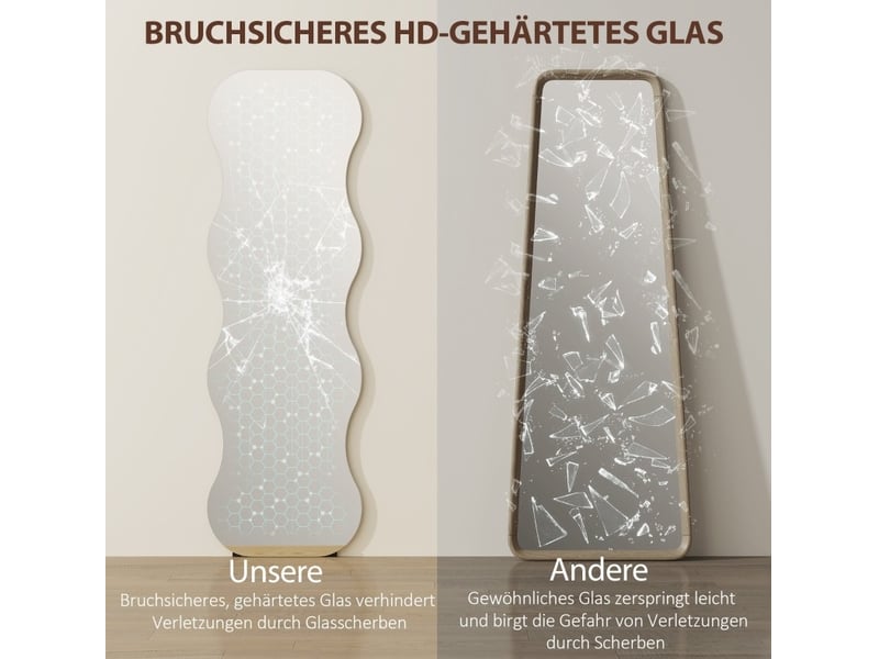  Miroir sur pied 50x160 cm sans cadre ondulé bois noir  - Conforama D