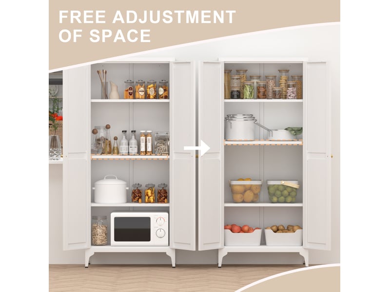  Buffet haut de rangement 35x70x165 cm, 2 portes avec tablettes réglables en métal, meuble de rangement, coloris blanc  - Conforama D