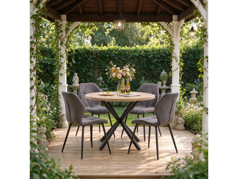  Chaise de salle à manger - chaises visiteurs, ensemble de 4 chaises modernes avec rembourrage moelleux, gris foncé  - Conforama E