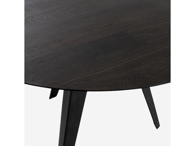  Table ronde fixe en chêne et métal leo  - Conforama C