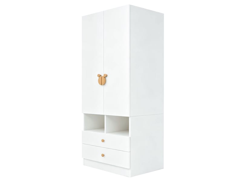  Armoire modenvie 2 portes avec 2 tiroirs et niches de rangement 70 x 50 x 170 cm blanc  - Conforama E