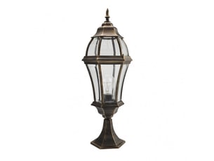 Lanterne de muret extérieur fabrilamp becrux noir et or, 1 x e27, ip44, 64,5 x 21 x 21 cm