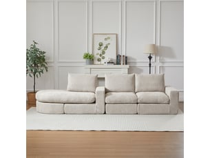 Canapé d'angle gauche fixe <strong></strong> <strong></strong> 3 places Tissu beige