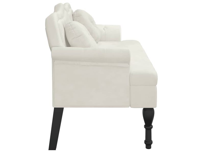  Banc salon, banc interieur avec coussins crème 120,5x65x75 cm velours  - Conforama D