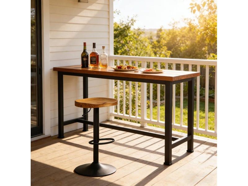  Tabouret de bar pivotant et réglable en hauteur, bois et métal, finition bois  - Conforama B