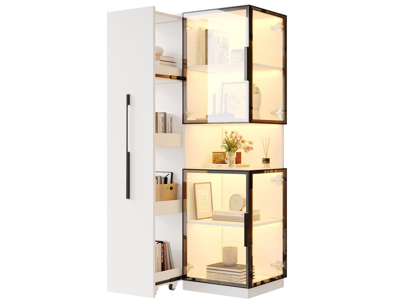  Vitrine 70x38x160 cm led mdf blanc  - Conforama A