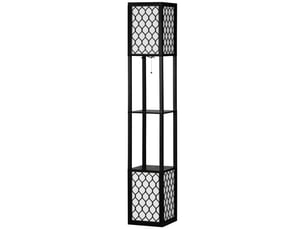 Lampadaire avec étagère et double éclairage, e27 40 w, interrupteur à chaînette, salon et chambre