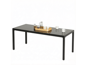 Table de jardin rectangulaire 180 x 80 cm en aluminium et verre trempé noir