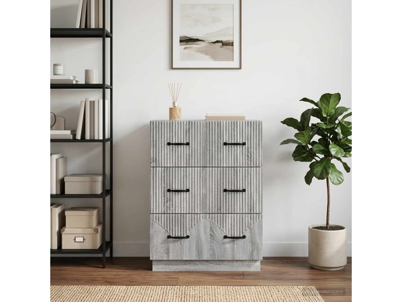  Armoire de rangement bureau, armoire à tiroirs sonoma gris 66 x 34,5 x 87 cm  - Conforama B