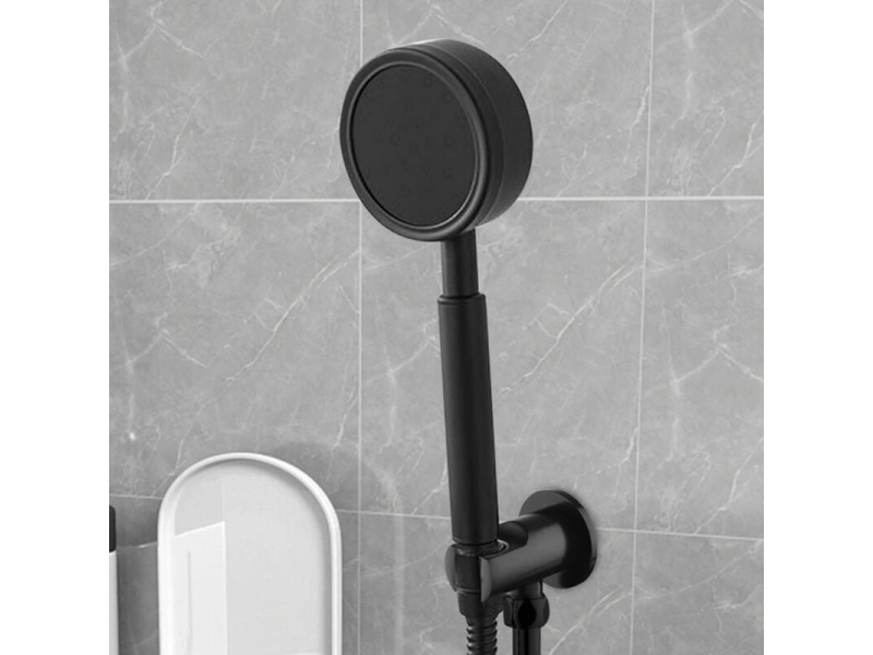 (noir)support de douchette à main, coude de raccordement mural avec support de douche, support rond pour pommeau de douche, coude de douche universel - Conforama C