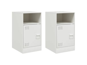 Lot de 2 tables de chevet - cabinet de chevet - table de nuit blanc 34,5x39x62 cm acier