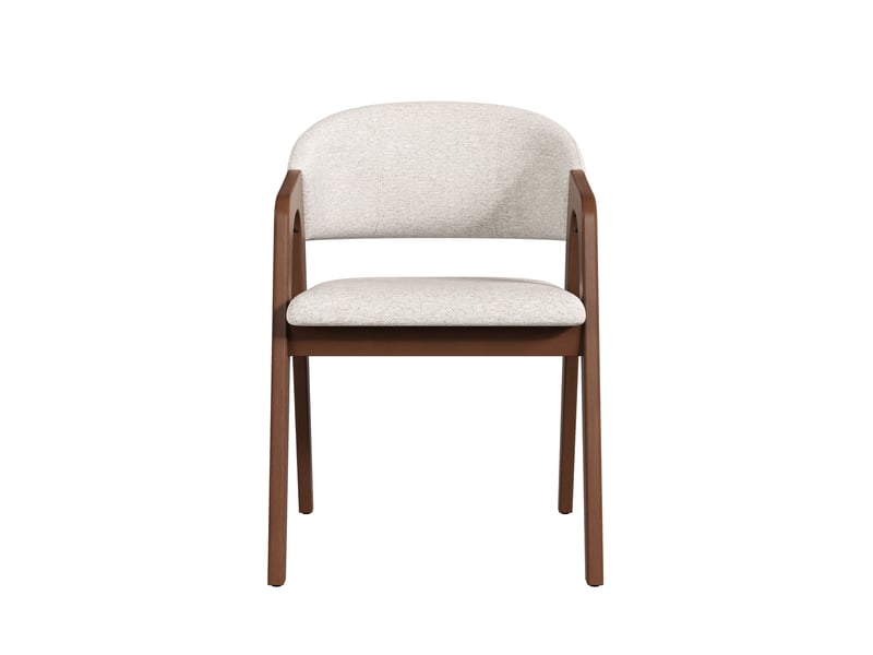  Lot de 4 chaises avec accoudoirs 55.5x60x83 cm noyer et beige avoine  - Conforama D