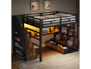 Lit mezzanine 140x200 cm <strong></strong> <strong></strong> coloris noir