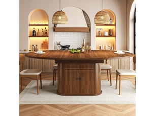 Table de salle à manger extensible 118-158x118x76,5 cm pour 4 à 6 personnes avec rangement, gain de place, table de cuisine - marron foncé