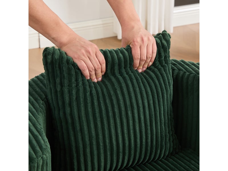  Fauteuil de loisirs pivotant 360° en velours côtelé, lot de 2, rangement sous assise pour salon et chambre  - Conforama D