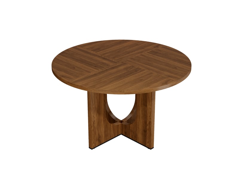  Table à manger ronde 120 x 120 cm, 4-6 personnes, style scandinave, noyer, sans chaises Jamama eleni - Conforama W