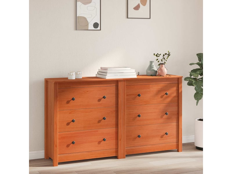  Buffet - bahut - meuble de rangement 2 pc brun 140 x 35 x 80 cm pin massif  - Conforama B