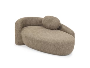 Canapé 1 place en tissu bouclette marron avec coussin de tête