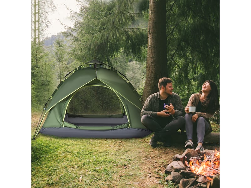  Tente dôme légère 3 pers., entrée, sac, tapis sol, imperméable 1000 mm, campingrandonnéejardin.  - Conforama D