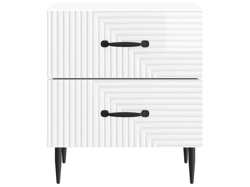  Table de chevet 2 pièces blanc brillant 43 x 34,5 x 47,5 cm  - Conforama E