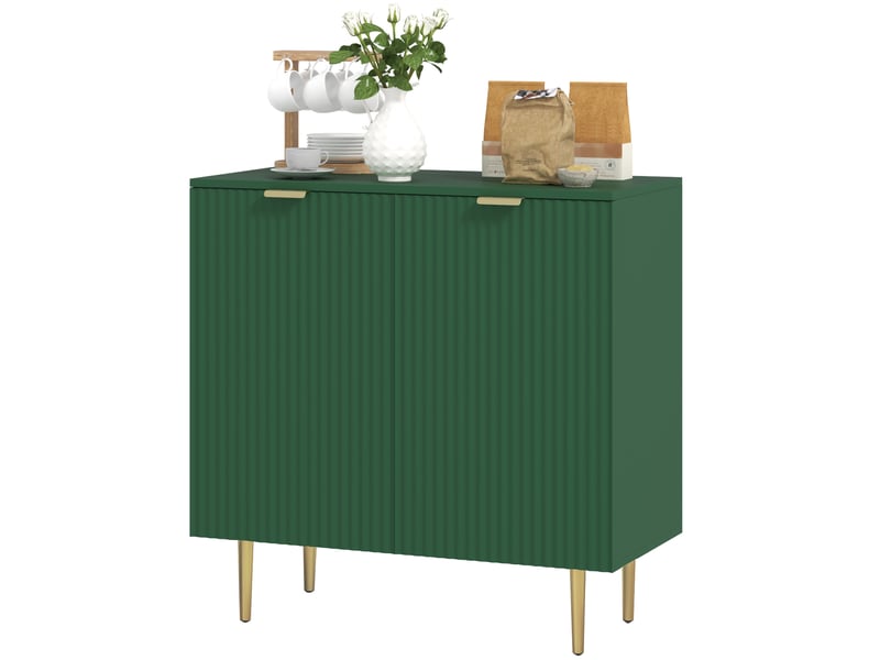  Buffet de cuisine à 2 portes, étagère réglable, pieds métalliques surélevés, 80 x 40 x 80 cm, vert olive  - Conforama B