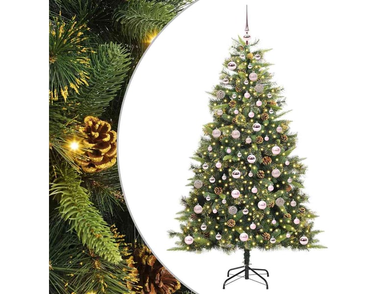 Sapin de noël artificiel, arbre de noël avec branches pliables et cônes 180 cm shl3483 - Conforama A