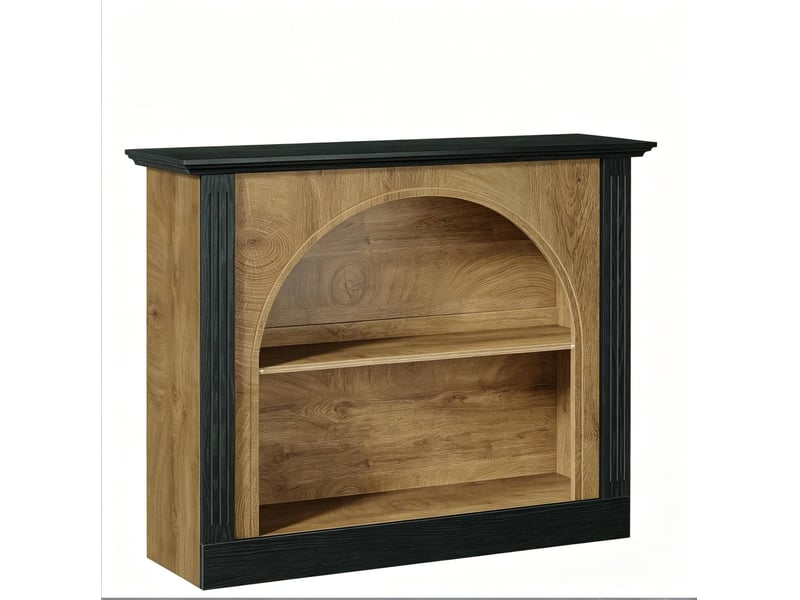 Console 3 niveaux 110x30x90 cm noire et bois rustique avec rangement  - Conforama A