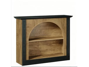 Console 3 niveaux 110x30x90 cm noire et bois rustique avec rangement