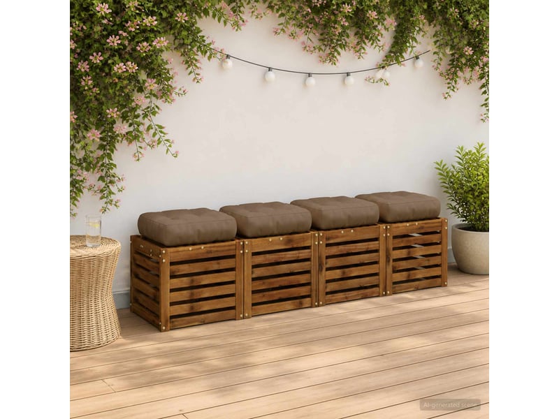 Lot de 4 coussins de siège, coussins d'assise vianen 100 % polyester taupe cf60663 - Conforama B