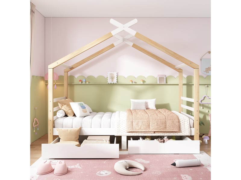  Lit cabane enfant dimensions 90x200 cm hauteur 183 cm poids max 120 kg livraison deux colis montage requis  - Conforama E